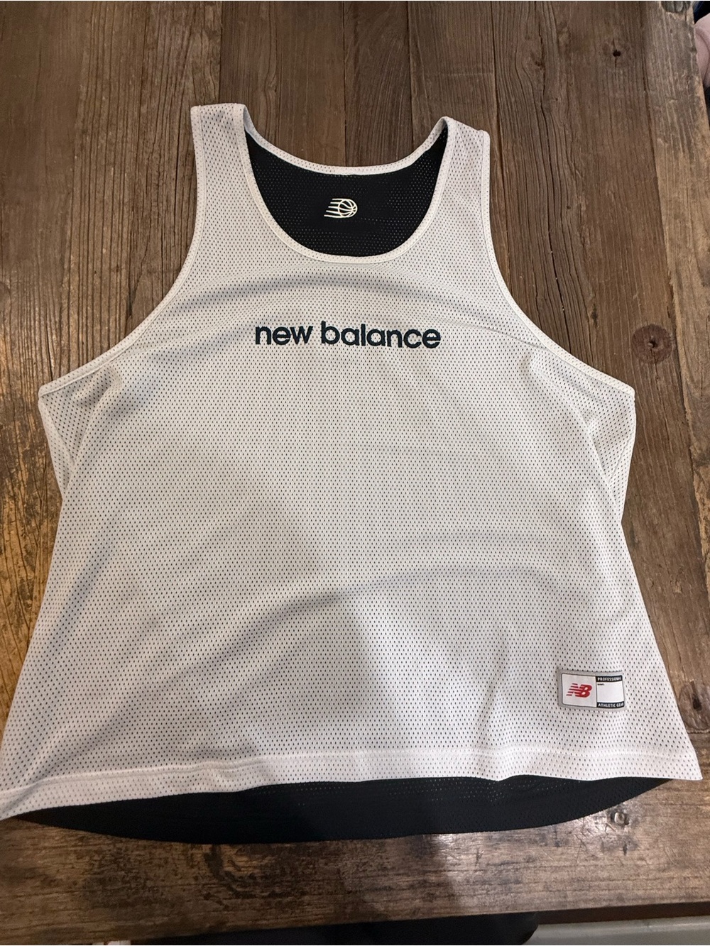 New Balance Men’s Reversible White/Black Mesh Tank
